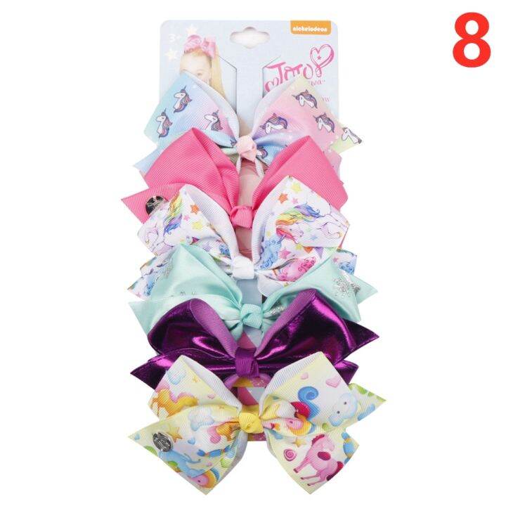 6pcsset-jojo-bows-jojo-siwa-printed-ribbon-hair-bows-hairgrips-boutique-handmade-knot-hair-clip-hair-accessories