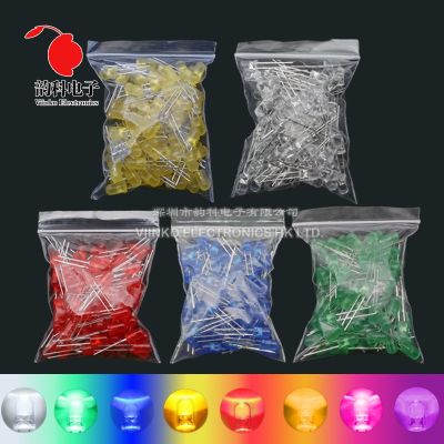 100pcs 5mm LED Diode F5 Assorted Kit White Green Red Blue Yellow Orange Pink Purple Warm White DIY Light Emitting Diode LED Strip Lighting