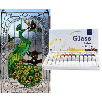 Glass Paint Kit Acrylic Hand Painted Pigments Drawing Tubes Set 12mL 12 Colors Artist Art Supplies for Adult Kids Beginner Pipe Fittings Accessories