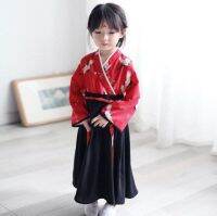 top●STANLEY Coco Little Girl Baby Crane Print Robe Set Japanese Girl Dress Kimono Costume Child Floral Embroidery Tops Skirt Kids Yukata Clothes