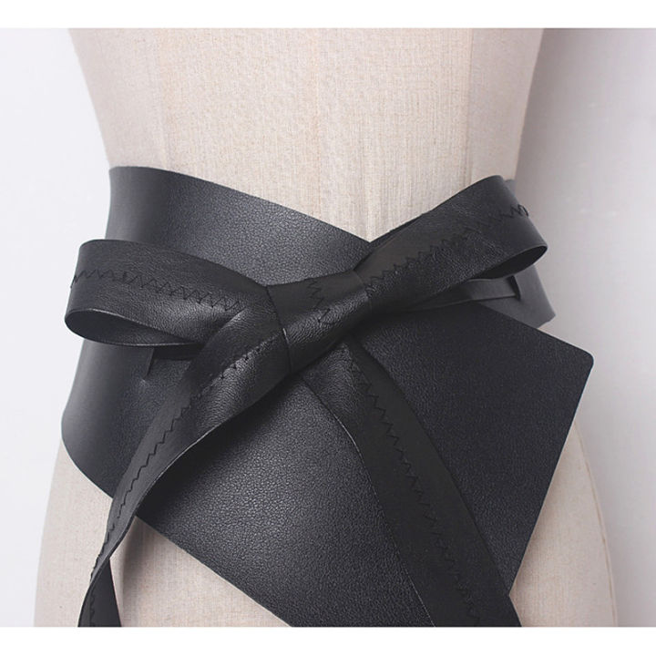 hatcyggo-leather-belts-for-women-wide-cummerbunds-lrregular-lace-up-bow-waist-belt-female-black-tunic-belts-adjustable-waistband