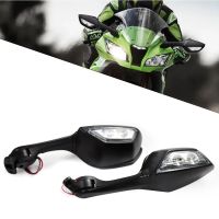 กระจกกระจกมองหลังรถจักรยานยนต์พร้อมไฟสัญญาณไฟเลี้ยว LED สำหรับ Kawasaki Ninja ZX-10R ZX10R 10R ZX 2011 2012 2013 2014 2015