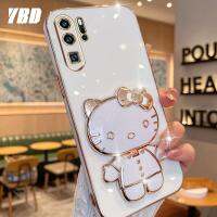 YBDเคสโทรศัพท์กระจกสเตอริโอมิเรอร์3Dสำหรับ Huawei P20 P30 P40 Pro P20 P30 Lite Nova 3E 4E เคสพร้อมด้วยป้องกันเลนส์กล้องเต็มรูละเอียดดีไซน์ใหม่ชุบไฟฟ้าเคสนิ่มแฟชั่นเคสแมวน่ารัก