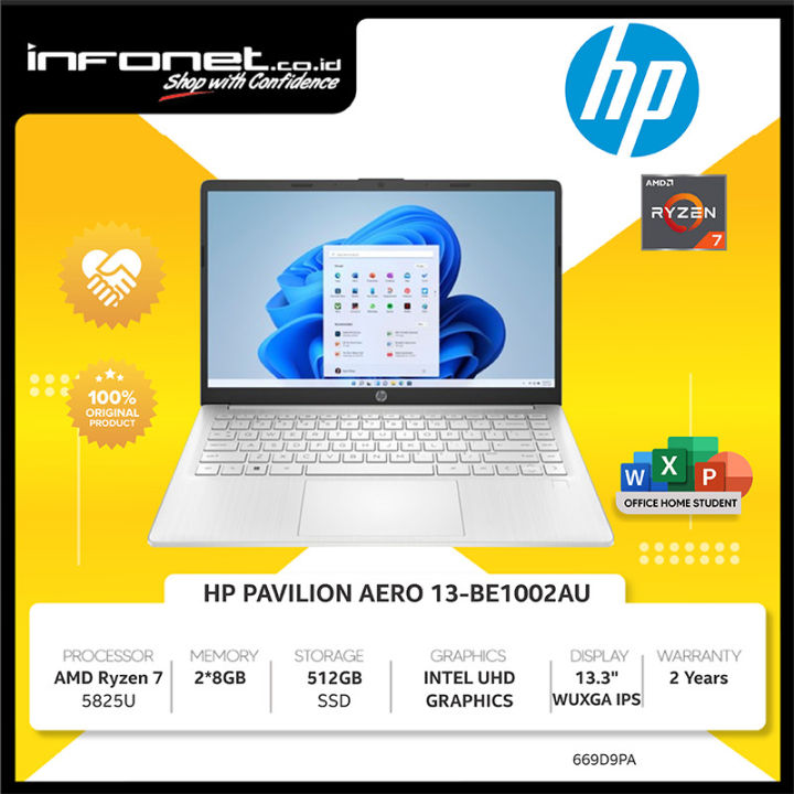 HP PAVILION AERO 13-BE100 RYZEN 7-5825U 16GB 512GB NVME UMA 13.3