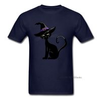 Tops &amp; Tees Cat In Witch Hat T-shirt Men Tshirts Simple Style T Shirt Halloween New Design Clothes 80s Gift Streetwear Plus Size