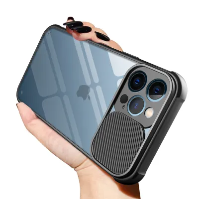 Slide Camera Lens Protection Case For 11 12 13 Mini Pro XS Max X XR 6 6S 7 8 Plus SE2 Transparent Shockproof Bumper Cover