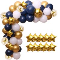 Navy Balloons Garland Chrome Gold Star Helium Globos Navy Blue Gold Party Balloon Arch for Baby Shower Party Decor