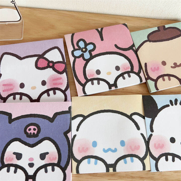 sanrio-kuromi-hellokitty-cinnamon-pochacco-sticky-note-cute-post-it-notes-cartoon-cute-post-it-notes-message-notes