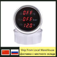 3 In 1 Multifunction Gauge Water Temperature Meter Oil Pressure Gauge 0-10 Bar Voltmeter With Red Backlight