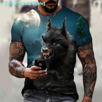 ❃ Eartha Boyle Summer hot Wolf T-shirt man short sleeve social trends cool 3 d printing round collar short sleeve loose big yards