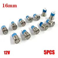 16mm Waterproof Metal Push Button Switch LED Light Momentary Latching Car Engine Power Switch 12V 5PCS red