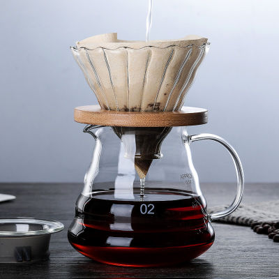 Swabue Pour Over Coffee Maker Pot and Percolators Set Glass Dripper V60 02 Filter Eco-Friendly 500ML Reusable Colande Cafe
