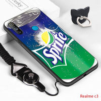 Jinsouwe เคสมือถือเคสโทรศัพท์เคส Realme C3 (แหวนนิ้ว + เชือกเส้นเล็ก) สร้างสรรค์ฤดูร้อนเมา กระป๋องกันกระแทกเครื่องดื่มโคคา colar สไปรท์เบียร์น้ำผลไม้ปลอก Soft TPU ซิลิโคนกรณีโทรศัพท์มือถือปก