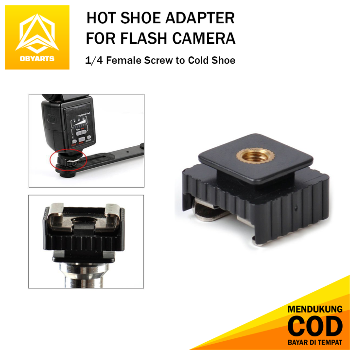 Cold Shoe 1/4 Thread Hot Shoe Adapter Flash Mount Kamera DSLR for Tripod Lazada Indonesia