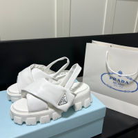 pradaˉ New Summer Womens Thick Sole Velcro Sandals 2023 Original 1:1 Korean Casual Sandals Box Packaging