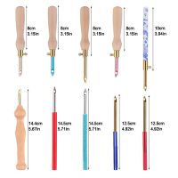 ☈☸✥ 8/10cm Knitting Embroidery Pen Weaving Felting Craft Punch Needle Threader Wooden Handle DIY Tool Sewing Accessories Dropship