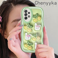 Chenyyka เคสปลอกสำหรับ Samsung กาแลคซี A72 4G A72 5G A73 5G ลายการ์ตูน3D น่ารักรูปกระต่ายดอกไม้ดีไซน์ใหม่ขอบครีมกันกระแทกแบบใสเคสมือถือโปร่งใสลายกล้องถ่ายรูปปลอกป้องกันที่เรียบง่ายอ่อนโยน