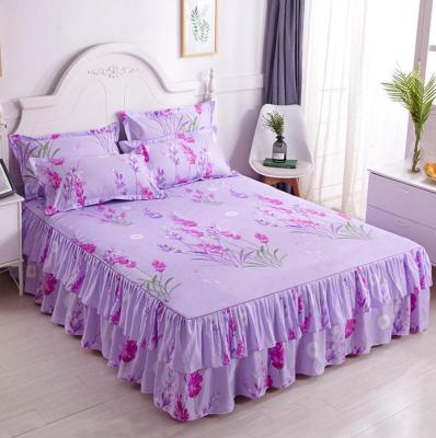 Thin Section Spring Autumn Home Textile Bedding 3pcsset(1Bed Skirt + 2pcs Pillowcase) For Ho and Home Bed Sheet Hot F0522