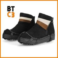 BTC3 โซ่ห่วงโซ่ Crampons กันลื่น ที่คลุมรองเท้า กริปเปอร์น้ำแข็ง24ฟัน รองเท้าแหลม กรงเล็บหิมะตก