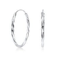 100% PURE 925 SILVER TWISTED HOOP EARRING HO-1735. PERFECT FOR DAILY WEAR AND GORGEOUS FOR SPECIAL EVENT.