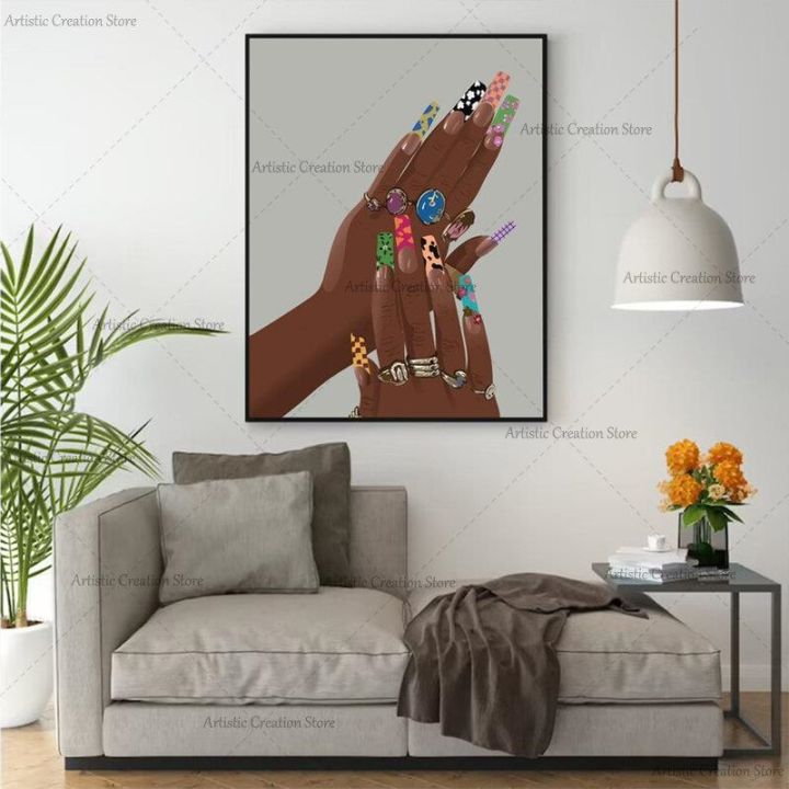 black-art-grillz-print-poster-african-black-woman-beautiful-nails-canvas-painting-pictures-living-room-beauty-salon-room-decor