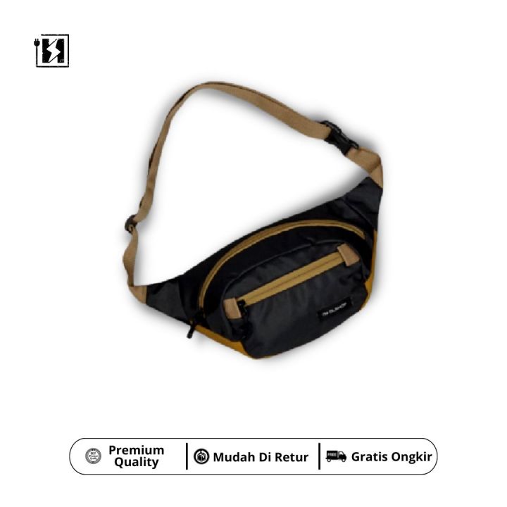 Tas Waist Bag Premium Oval Black - Tas Pria