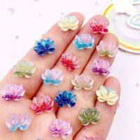 50pcs Resin Nocturnal Glitter Mini Crystal Colorful Snow Lotus Flatback Rhinestone Flower Art Nail Applique DIY Button Scrapbook Haberdashery