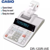 Casio เครื่องคิดเลขตั้งโต๊ะ แบบปริ้นท์ DR120  รุ่น  DR-120R-WE สีขาว  เครื่องคิดเลข รุ่น DR-120R / DR-120R-WE [ประกัน CMG 2 ปี