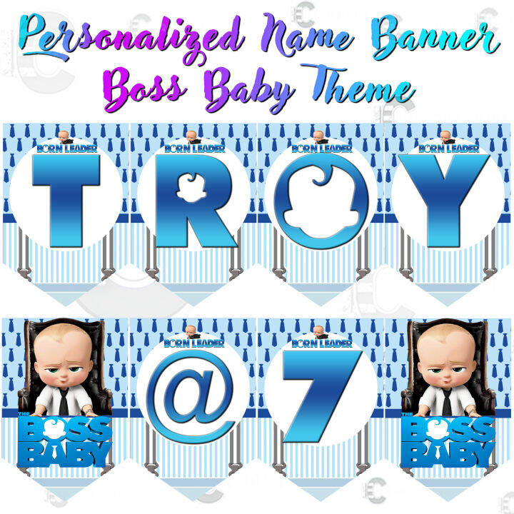 Personalized/Customized Boss Baby Name Flag Banner Banderitas for DIY