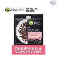 Garnier สูตรผิวหมองคล้ำ ข้าวสีนิล Mask Pure Charcoal  Purifying &amp; Hydrating Glow Re viving (พร้อมส่ง)