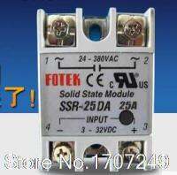 โซลิดสเตต25a Ssr อินพุต3-32V เอาต์พุต Dc 24-380V Ac เฟสเดียวสำหรับตัวควบคุมอุณหภูมิ