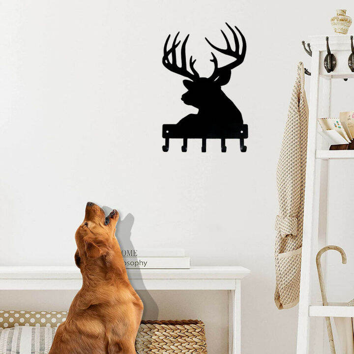 The Metal Peddler Buck Head Deer Key Rack Hanger - Small 6 inch Wide - Made in USA - Wall Mount Gift for Wildlife Lovers