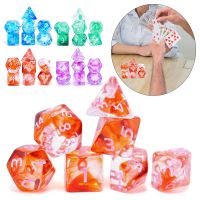 CORPOTATE 7Pcs/set 7-Die Table Game ลูกเต๋า DND D4 D6 D8 D10 D12 D20 โปร่งใสโปร่งใส ลูกเต๋าเกม ทนทานต่อการใช้งาน เกมปาร์ตี้ปาร์ตี้ ลูกเต๋าหลายด้าน TRPG DND