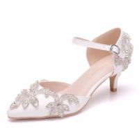 5 cm white diamond fine with cusp sandals sandals women short with low with large yards crystal wedding shoe