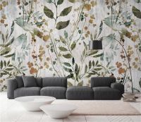 【CW】 Bacal wallpaper mural modern minimalist yellow green leaves retro background wall home decor