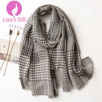 WOmen Cotton Shawl Houndstooth Printed Shawls Classic Elegent Woman Hijabs Tassel