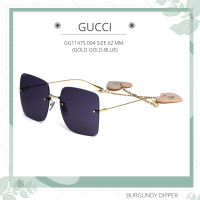 แว่นกันแดด GUCCI : GG1147S 004 SIZE 62 MM. (GOLD-GOLD-BLUE)