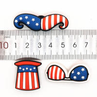 Original 6pcsset Stars and Stripes PVC Shoe Charms Decoration American style Shoes Accessories fit croc JIBZ X-mas Kids Gifts