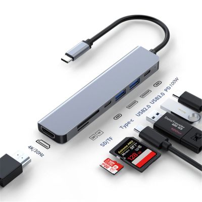MZX 7 In 1 USB ตัวรวมช่องสัญญาณฮับ HDMI-Compatible แท่นวางมือถือ Type C อะแดปเตอร์ Splitter 3 0 2.0 3.0 Dock สำหรับแล็ปท็อป PC Feona
