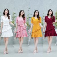 Dee-ya shop เสื้อผ้าผู้หญิง Dressออกงาน สีขาว ชมพู เหลือง แดง พร้อมส่ง