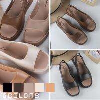 ?WS ส่งไวสวยดีถูก? รองเท้ารัดข้อ ทรงหัวเหลี่ยม ยางนิ่ม 5 สี ไซส์ 36-41