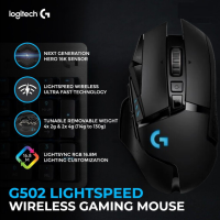 (G502 LIGHTSPEED) WIRELESS MOUSE (เมาส์เกมมิ่งไร้สาย) 25600DPI มีไฟRGB HERO 25K (ประกัน 2 ปี) ของแท้