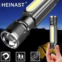 T6 LED Flashlight USB Rechargeable Lamp With Built-In Battery  4 Modes Flash Light  Zoomable Torch Magnetic Waterproof Outdoor