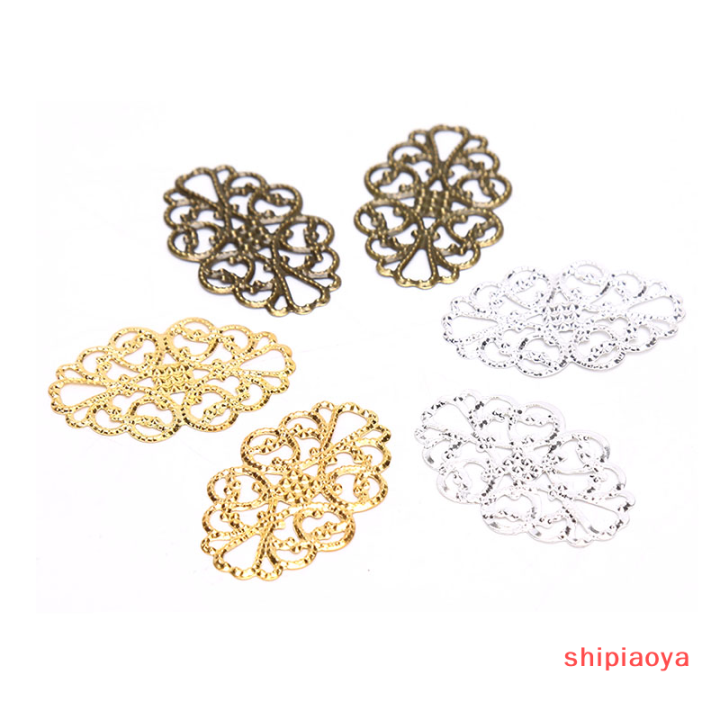 shipiaoya-20ชิ้นตัวเชื่อมต่อสายลายดอกไม้เครื่องประดับงานประดิษฐ์ทำมือ