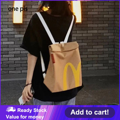 【one pis】กระเป๋าเป้สะพายหลังผู้หญิงกระเป๋าเป้สะพายหลังวิทยาเขตของ McDonald ความจุขนาดใหญ่บุคลิกภาพความคิดสร้างสรรค์