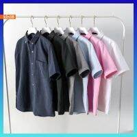 ▤♧ X2026 เสื้อเชิ้ต แขนสั้น สีพื้น สำหรับผู้ชาย ขนาด M-3XL