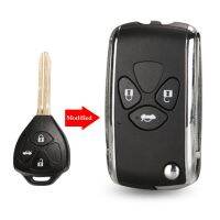 [MEES] Jinyuqin 3ปุ่มดัดแปลงพลิกพับ Remote Blank Key Shell สำหรับ Toyota Corolla Rav4 Toy43 Uncut Blade Fob Case-กุญแจรถ-