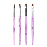 1PC Flat Head UV Gel Brush for Acrylic Gel Nail Extension Builder Manicure Tips Painting Drawing Purple Handle Pen Brush Paint Tools Accessories