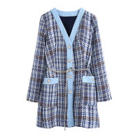 BLSQR Vintage Chic Straight Coat Women Single Breasted Plaid Casual Jackets Female Contrast Color Fashion Tops Lady