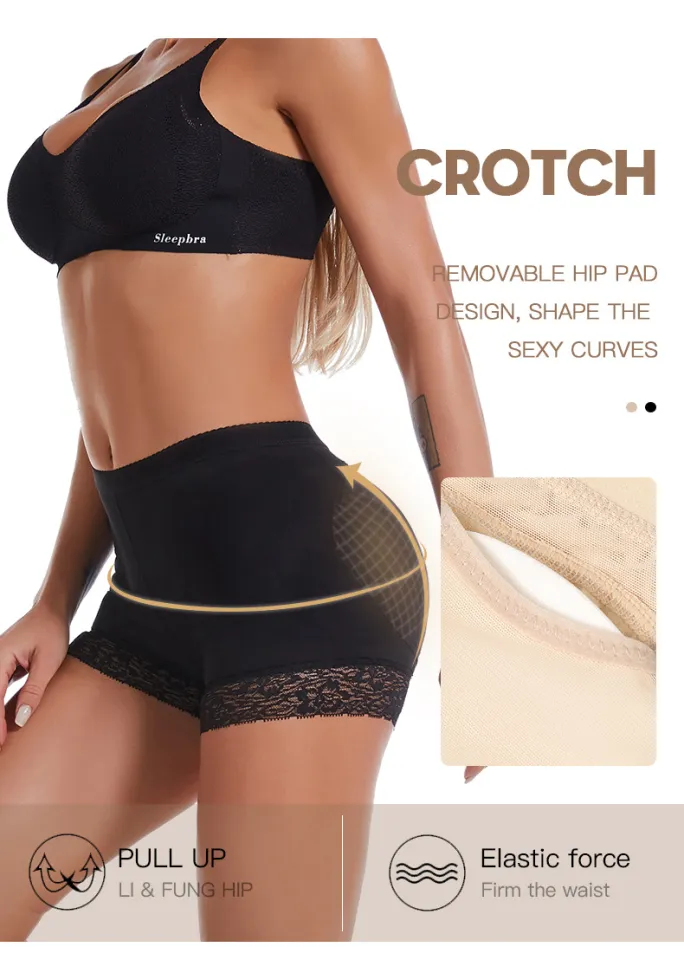 Lace Boyshorts Underwear for Women Padded Removable Butt Pad